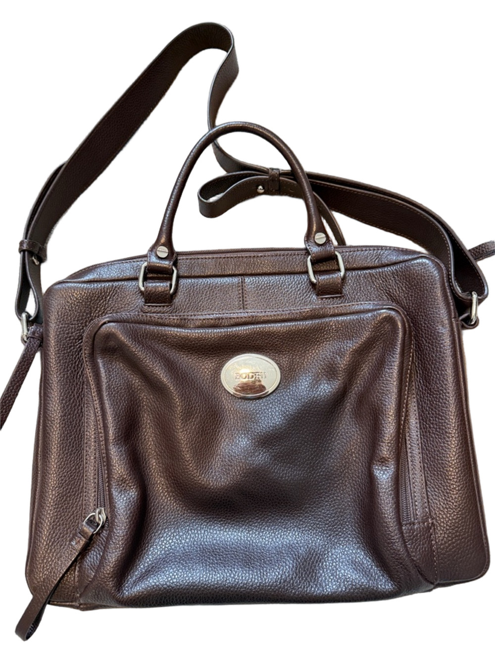 Bodhi brown pebbled leather laptop bag